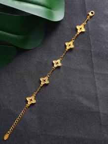 1pc Gold-Color Hollow Clover Minimalist Luxury Women Bracelet