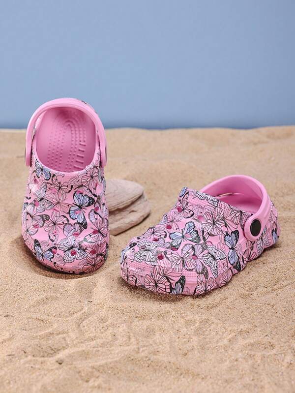 1 Pair Baby Girl Stylish Colorful Floral Hollow Breathable Anti-Slip Lightweight Slip-On Sandals, Suitable For Indoor, Outdoor, Beach Wear In Summer