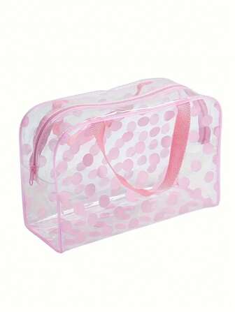 Bolsa de aseo de PVC con gran capacidad, bolsa de almacenamiento de cosméticos con asa, bolsa de maquillaje portátil de viaje, regalo para mujer