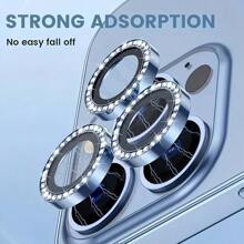 Compatible With IPhone 11-16 Pro Max Camera Lens Protector Rhinestone Glitter Camera Lens Protector | 9H Grade Explosion-Proof Tempered Glass Metal Frame | 5D Panoramic Fit Anti-Scratch/Waterproof/Anti-Fingerprint | Internet Night Photo.Outdoor Exploration Gift For Birthday, Family, Friends Sparkling Crystal, Lens Protector, Phone Accessories