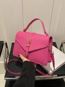 Bolsa de cor sólida, estilo estudante, casual, urbana, estilo universitário, minimalista, com alça superior, bolsa transversal de feltro com estampa de crocodilo, bolsa de ombro clássica em formato de crescente, bolsa de mão e carteira estilo hobo feminina