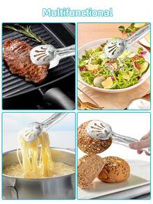 1pc Reusable Food Tong With Flower Pattern For Snack, Cake, Salad, Pastry, Bread, Fruit, Meat, Cookware, Spaghetti Clips With Gold And Silver Option, Multi-Functional Kitchen Utensils, Kitchen Supplies, Kitchen Accessories, Kitchen Stuffs For Home - - - View 5