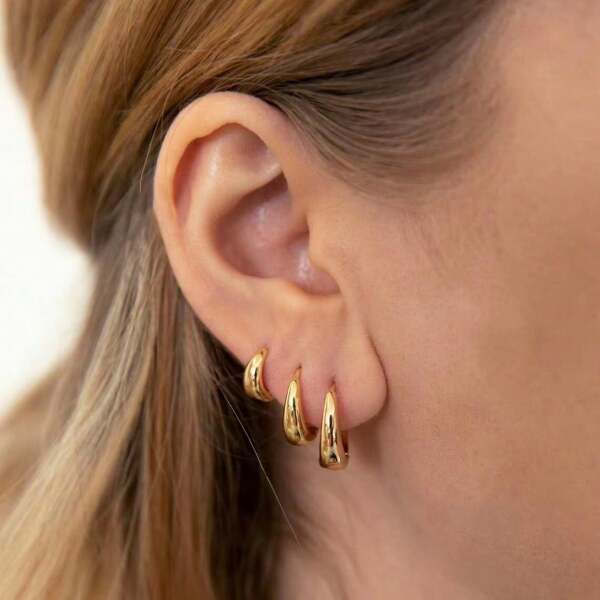 3pcs Set Of Minimalist Teardrop Hoop Earrings, Fashion Simple Daily Versatile Stylish Jewelry Gift For Women