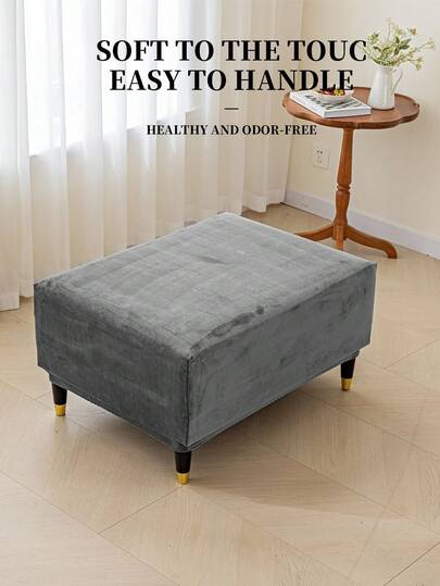 1 Piece Silver Fox Velvet - Footrest Cover, Modern Minimalist Style, Suitable For Bedroom, Living Room, All-Season Use