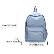Mochila escolar impermeable para mujeres, gran capacidad, mochila escolar con cremallera suave, color sólido, mochila casual para adolescentes, suministro para estudiantes - Gris - Ver 7