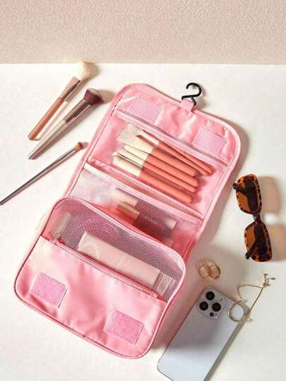 1个化妆包 - 旅行化妆品收纳包、储物袋、化妆盒、洗漱包、便携式旅行必备品、珠宝收纳包、唇彩收纳袋、指甲油收纳袋、化妆包、发圈和手链收纳袋、旅行收纳包、旅行化妆包