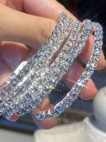 5 pièces Bracelets élastiques ornés de strass brillants, bracelets à perles de style fête réglables, cadeaux pour femmes