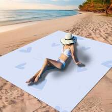 1 件“蓝紫渐变鱼鳞纹、彩色扇贝壳纹、浅蓝底色爱心纹、蓝粉白格纹、粉底妆爱心蝴蝶结纹沙滩垫，海滩休闲最佳选择”波西米亚风情，采用 100% 涤纶材质，防水、快干、可水洗、可机洗野餐垫，非常适合户外露营、海滩度假 - 彩色 - 查看 18