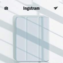 1 pieza Funda plegable de silicona azul a prueba de caídas con ranura para lápiz, compatible con Samsung, iPad, Honor - Admite función de reposo/activación - Azul - Ver 4