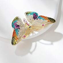 [Sparkling Crystal Brooch] Sparkling Multicolor Crystal Rhinestone Butterfly Brooch - Elegant Enamel Pin With Golden-Tone Finish & Colorful Gemstones For Dresses, Jackets & Women's Accessories, Butterfly Jewelry