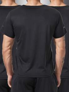 男士渐变色短袖T恤，男士健身服，速干面料，适合户外运动、训练、跑步、日常休闲穿着，也适合运动员、丈夫或男友穿着。 - 藍色 - 查看 11