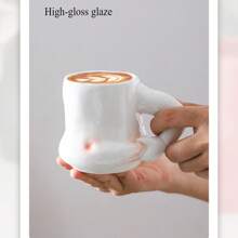 Personalisierte Tasse, Milchtasse, Keramik Wassertasse, Kaffeetasse mit muskulösem Mann, der sich in den Bauch greift, Lustiges Geschenk