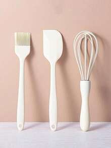 3 PiecesSilicone Cookware Set, Minimalist Kitchen Gadget Set Baking Tool Brush - Multicolor - View 5
