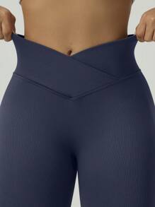 Pantalones de yoga de talle alto con diseño cruzado para mujer, pantalones deportivos para excursionismo al aire libre con efecto levantador de glúteos