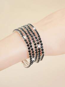 5 pièces Bracelets élastiques ornés de strass brillants, bracelets à perles de style fête réglables, cadeaux pour femmes