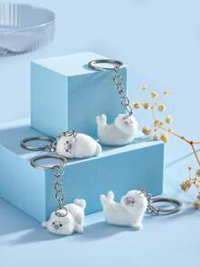 可爱卡通树脂植绒可爱小海豹钥匙扣，可爱精致卡通动物情侣包/手机/钥匙链吊坠，派对礼物汽车配件包饰学校哥特 Y2k 包饰挂绳带身份证夹汽车配件包饰 - 彩色 - 查看 13