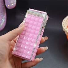 1 pezzo Custodia per sigarette con strass, capacità di 20 sigarette, apertura automatica, scatola sottile per sigarette lunghe, custodia per sigarette con decorazioni in strass creativa per donne, accessori per fumatori, accessori per fumatori femminili, porta sigarette, custodia portasigarette
