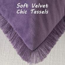 1pc Plain Cushion Cover Without Filler, With Tassel Velvet Pillowcase For Sofa, Home Decoration - Light Purple Tassels - View 4
