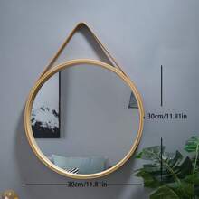 1pc Wooden Framed Wall Mount Mirror For Dorm, Vanity, Bathroom, Makeup