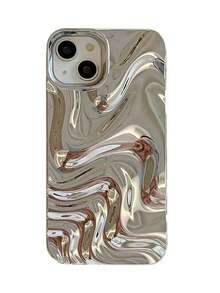 珍珠白不规则波浪时尚手机壳 1 件装 优雅 3D 波浪设计手机壳 兼容 11、13、12、14、13 Pro Max、14 Pro Max、15、15 Pro、15 Pro Max、16、16 Pro、16 Plus、16 Pro Max、17、17 Pro、17 Air、17 Pro Max 春季礼品手机壳 - 銀色 - 查看 4