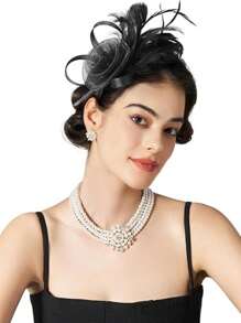 1Pc Fascinator Hat Headpieces Feather Tea Party Hat For Women Horse Racing Kentucky Derby Hat For Women&Girls