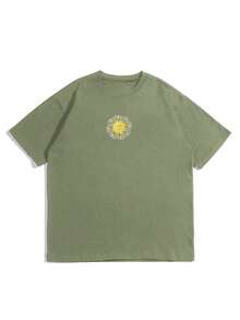 男士个性化节日印花短袖T恤，舒适透气，适合夏季，款式新颖 - 薄荷綠 - 查看 4