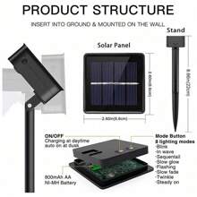 1 pièce 50/100/200/300 LED Guirlande solaire de fées d'extérieur, 8 modes de fil de cuivre LED, guirlande lumineuse de décoration de jardin pour fête