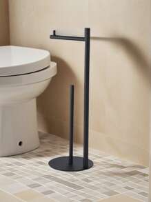 1pc Bathroom Paper Towel Holder & Toilet Brush Organizer Rack, Stainless Steel Roll Paper Dispenser