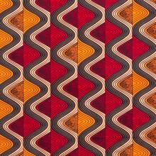 1/3/6 Yardas de Tela Estampada Africana Wax, Tela Ankara, Adecuada para Vestidos de Fiesta - Ondas blancas, anaranjadas y rojas - Ver 2