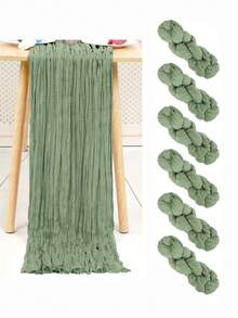 1/6/12pcs Boho Style Balinese Gauze Table Runner 108"X35" - Sheer Gauze Bohemian Style For Wedding, Bridal Shower, Birthday Party And Summer Decoration (Sage Green) - Sage Green - View 13