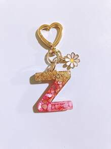 1pc Women's Beige Resin Letter Heart Shape Tassel Casual Cute Style Keychain, Creative Accessory Pendant Gift For Friends Car Accessories Bag Charm Backpack For School Goth Y2k