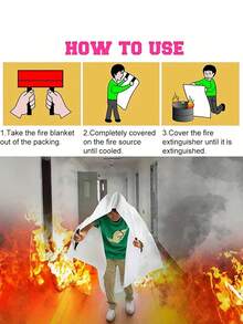 1件/2件装防火毯 - 应急阻燃毯，39.37英寸 x 39.37英寸 - 玻璃纤维灭火毯，适用于厨房、家庭、学校、壁炉、烧烤架、车辆、办公室和仓库，配有挂钩