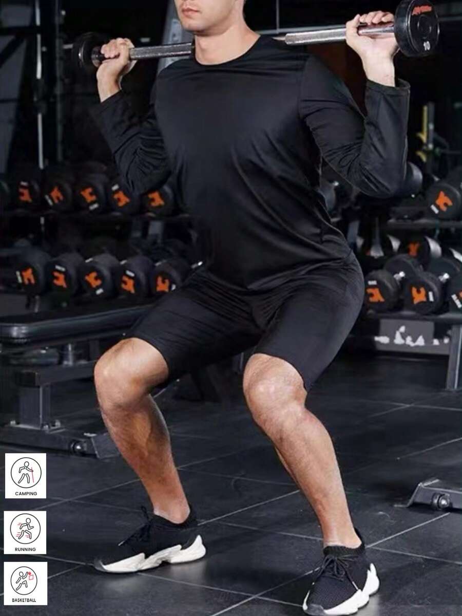 1 قطعة ملابس علوية أكمام طويلة لياقة بدنية رياضية للجري والدراجات، قطع شكل الجسم،ملابس تمرين لياقة بدنية، سريع الانتشار في أوروبا والولايات المتحدة، اكسسوارات صالة الألعاب الرياضية، حزام تنحيف البطن، حزام للأسفل الظهر، شد تنحيف البطن