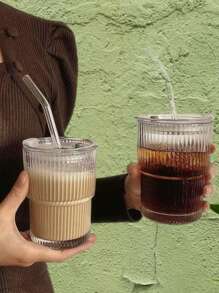 1, Transparent Bamboo Cup, With Lid, New Glass Cup, Suitable For Coffee Cups In The Company, Bedroom, Living Room, Only With A Good Cup Can You Have A Good Mood To Drink Water Back To School