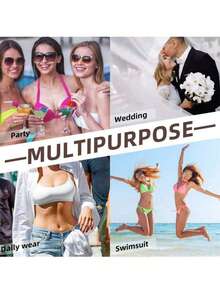 10 片可重复使用自粘硅胶胸垫，透气健身运动无肩带增强胸部提升垫，防水泳装隐形加厚胸垫 - 2 片