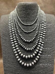 1buc la modă Retro Western Country Style Pink Stone CCB Cu margele În formă de inimă Colier pandantiv, Stil 7 straturi cu margele, potrivit pentru femei și fete pentru a se potrivi cu ținuta de zi cu zi, accesorii de petrecere, bijuterii, cadou pentru familie/prieteni/dvs.