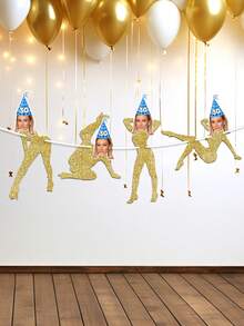7pcs/14pcs/21pcs Customized Photo Birthday Banner - Personalized Portrait Banner, Suitable For Any Age, Multi-Functional Mildew-Proof Reusable Party Decoration, Customizable Photos And Text - Multicolor - View 6