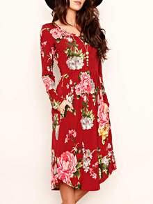 Boho Retro Solid Rayon Cool  Color Mini Dress Short Sleeves Grey Charcoal Olive Navy Small To 3XL Plus Curvy - Red - View 5