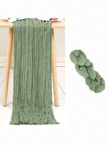 1/6/12pcs Boho Style Balinese Gauze Table Runner 108"X35" - Sheer Gauze Bohemian Style For Wedding, Bridal Shower, Birthday Party And Summer Decoration (Sage Green) - Sage Green - View 12