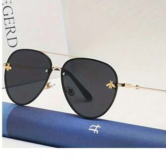 1 件装黑色复古时尚蜜蜂图案男女通用时尚眼镜