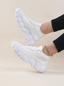 2025 Spring Women's Platform Sneakers, Casual Lace-Up Thick Sole Snow Floral Vulcanized Shoes