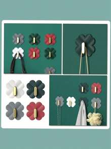 1pc/4pcs Multifunctional Clover Shaped Hooks, Can Hang Clothes, Towels, Hats, Keychains, Decorative Hooks