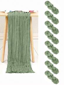 1/6/12pcs Boho Style Balinese Gauze Table Runner 108"X35" - Sheer Gauze Bohemian Style For Wedding, Bridal Shower, Birthday Party And Summer Decoration (Sage Green) - Sage Green - View 20