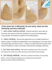 Polyester Wide Brim Sun Hat For Women, Casual Beach Straw Hat With Bowknot & Letter Decor, Fashionable Elegant Bohemian Style, Suitable For Spring & Summer