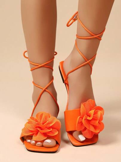 Women Flats Fuzzy Slippers Party Shoes Roman Lace-Up Flat Sandals Bridal Shoes Fairy Style Elegant Floral Crossed Straps Bowknot Sandals In Light Pink, Purple, Blue, Red, Pink, Orange Floral Straps, Black Floral Straps, Red Floral Straps, Black Bowknot Straps, White Bowknot Straps