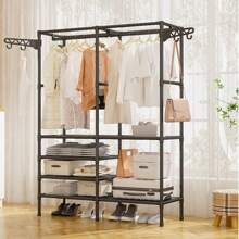 1 pieza Organizador de gabinete metálico de varios niveles con barra colgante, unidad de almacenamiento universal para ropa, zapatos, mantas, bolsos, sombreros, toallas - Resistente, fácil de montar, con recubrimiento en polvo, exhibición minorista industrial y científica