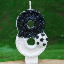 1pc Birthday Candle Number, Football Design Numeral 0-9 Candle, Romantic Party Preferred Digital Candle For Birthday Cake Decoration, Holiday Anniversary Party Cake Numeral Candle, Shiny Digit,Wedding - Black and White - View 18