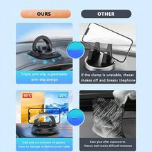 360° 可旋转通用车载手机支架，防滑硅胶仪表盘手机支架，兼容大多数智能手机 - 黑色 - 查看 7