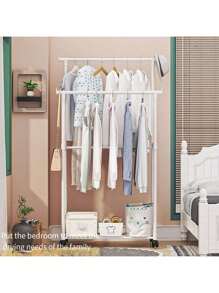 1 pieza Organizador de gabinete metálico de varios niveles con barra colgante, unidad de almacenamiento universal para ropa, zapatos, mantas, bolsos, sombreros, toallas - Resistente, fácil de montar, con recubrimiento en polvo, exhibición minorista industrial y científica