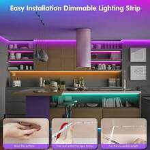 GICOOK 196.8ft  Led Strip Lights Remote Control Music Sync Color-Changing, Smart Remote With App,For Bedroom,Living Room,Strip Lights,Light Strips,Tape Lights,Halloween,RGB Lights,Christmas,Hallween Decor,Home Decor,Party,Birthday,Smart Light